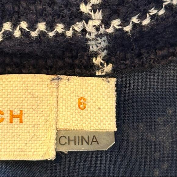 Tory Burch Navy Blue Carlsbad Tweed Fringe Dress Size 6 - Picture 6 of 11